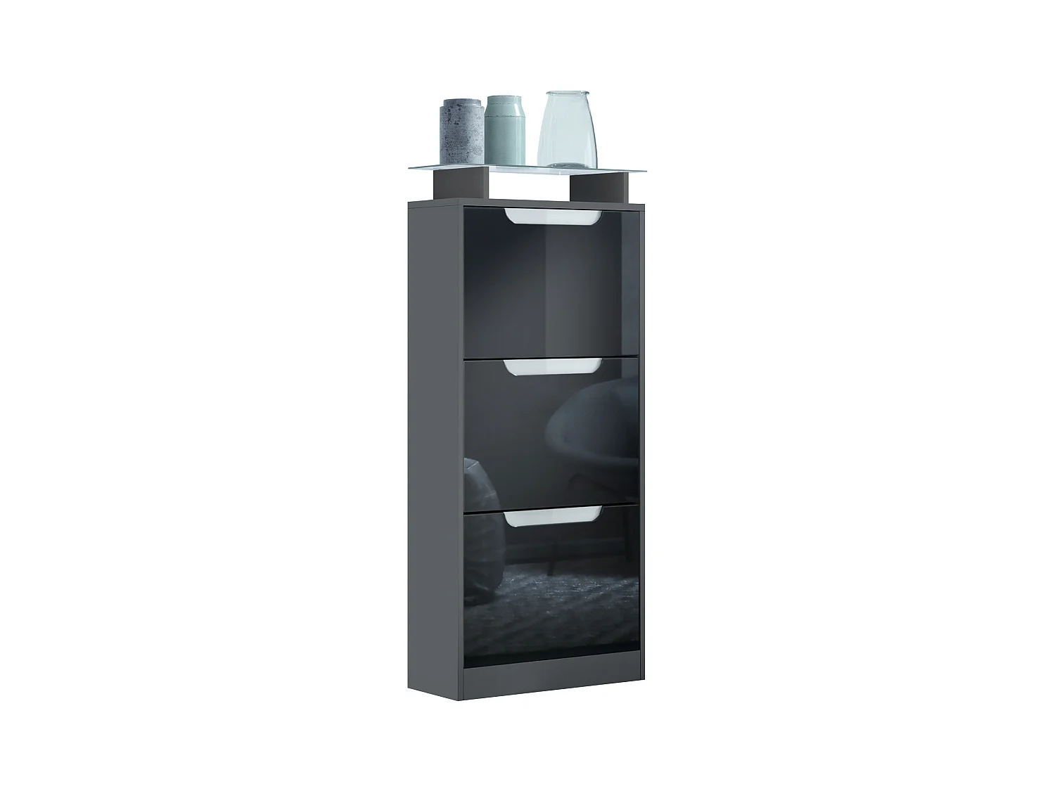 SCHUHSCHRANK Space Schwarz Hochglanz