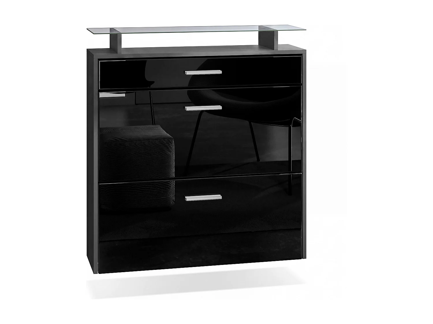 SCHUHSCHRANK Malea Fronten in Schwarz Hochglanz