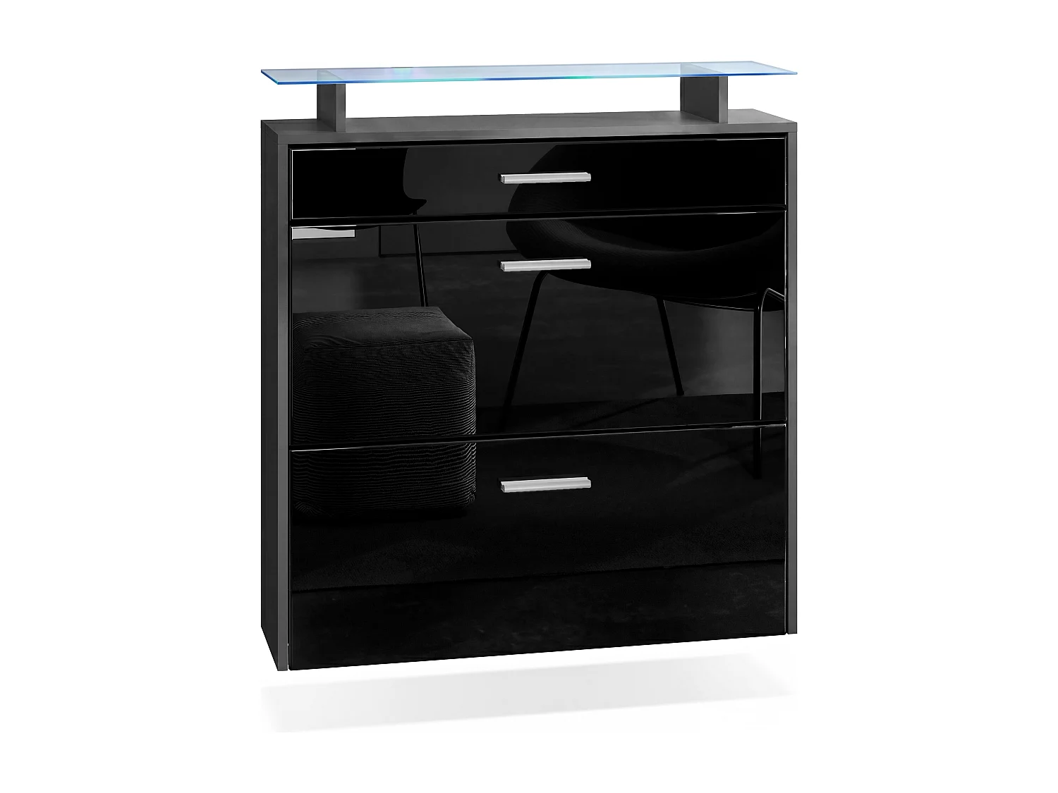 SCHUHSCHRANK Malea Fronten in Schwarz Hochglanz