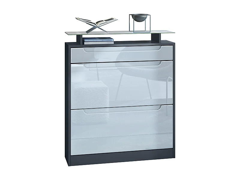 SCHUHSCHRANK Fiesta Fronten in Weiß Hochglanz, Griffmulden in Weiß Hochglanz