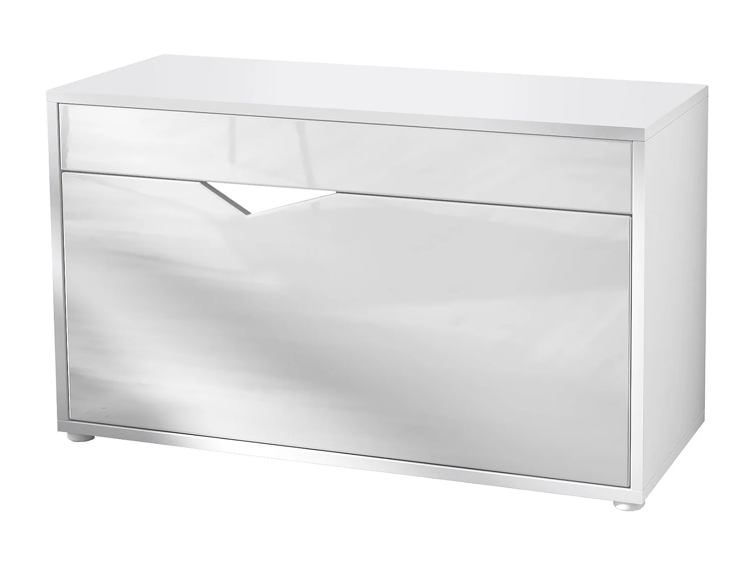 Banc à Chaussures Kolmio, Banc d'Assise pour 8 Paires de Chaussures, Étagère à Chaussures avec Siège, blanc mat/blanc haute brillance (85 x 50 x 33 cm)