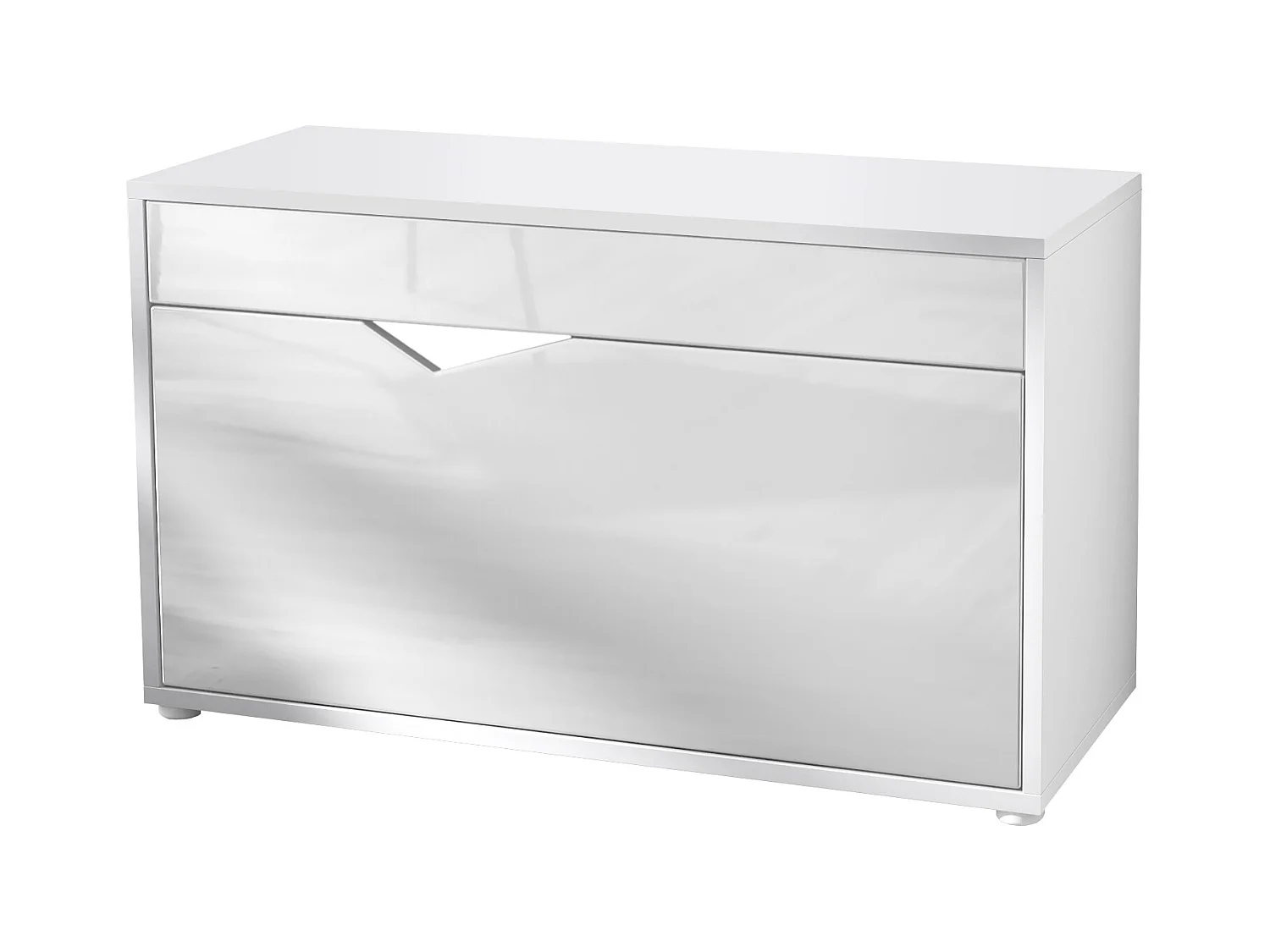 Banc à Chaussures Kolmio, Banc d'Assise pour 8 Paires de Chaussures, Étagère à Chaussures avec Siège, blanc mat/blanc haute brillance (85 x 50 x 33 cm)