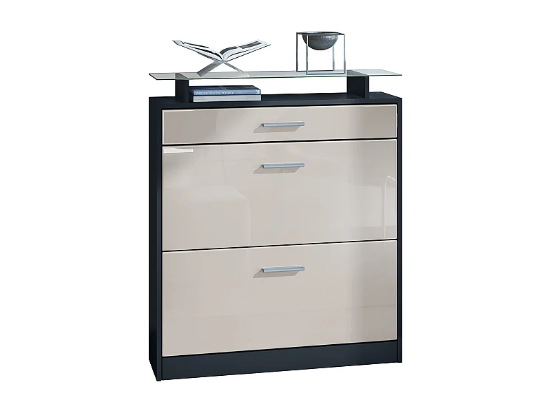 SCHUHSCHRANK Loret Front in Sandgrau Hochglanz