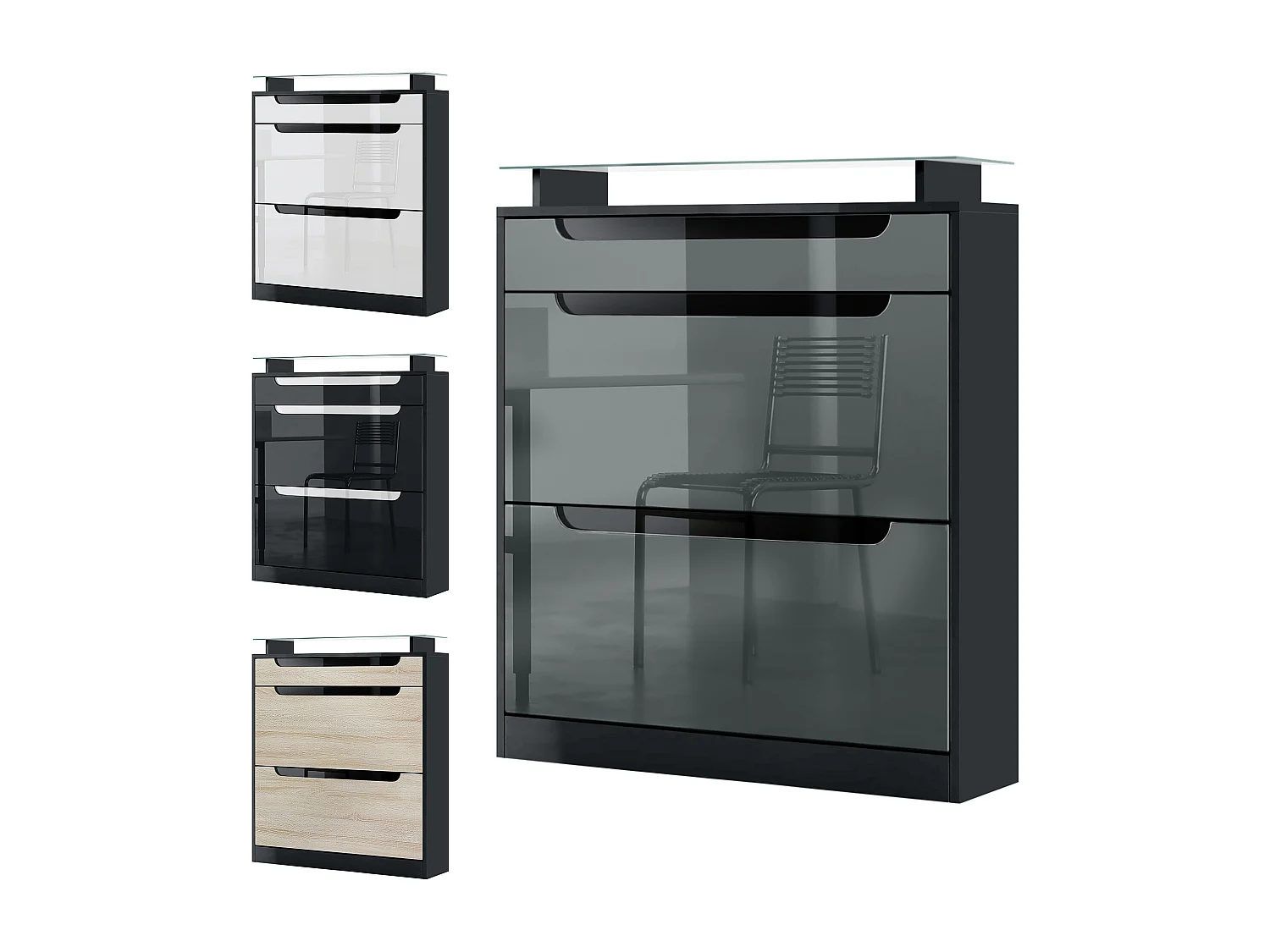 SCHUHSCHRANK Fiesta Brombeer Hochglanz / Weiß Hochglanz