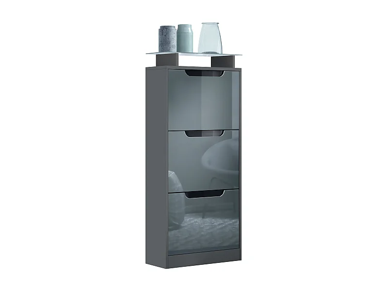 SCHUHSCHRANK Space Grau Hochglanz