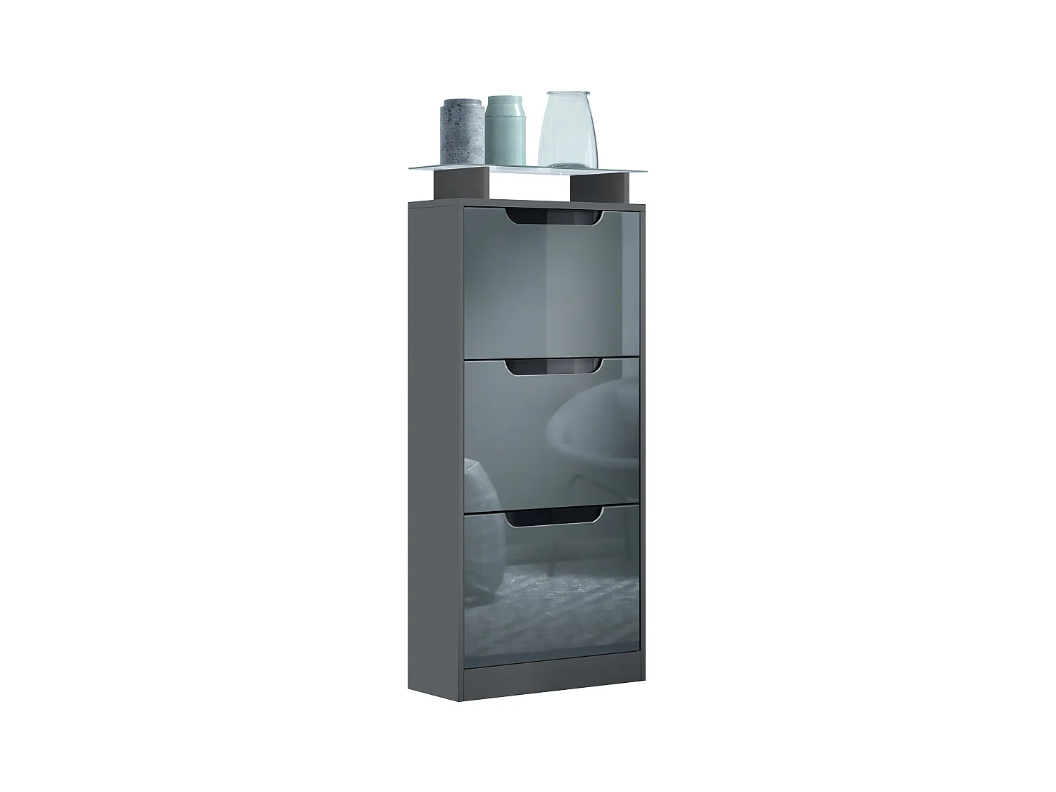 SCHUHSCHRANK Space Grau Hochglanz