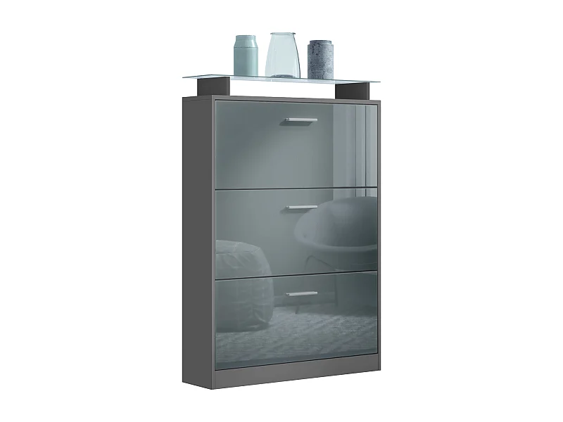 SCHUHSCHRANK Lavia Front in Grau Hochglanz