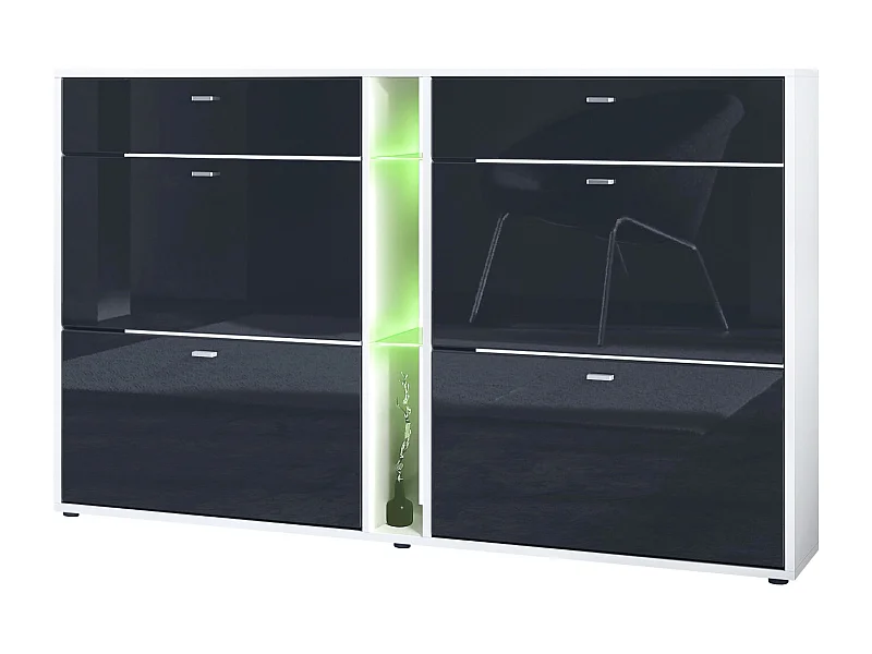 SCHUHSCHRANK Today Fronten in Schwarz Hochglanz