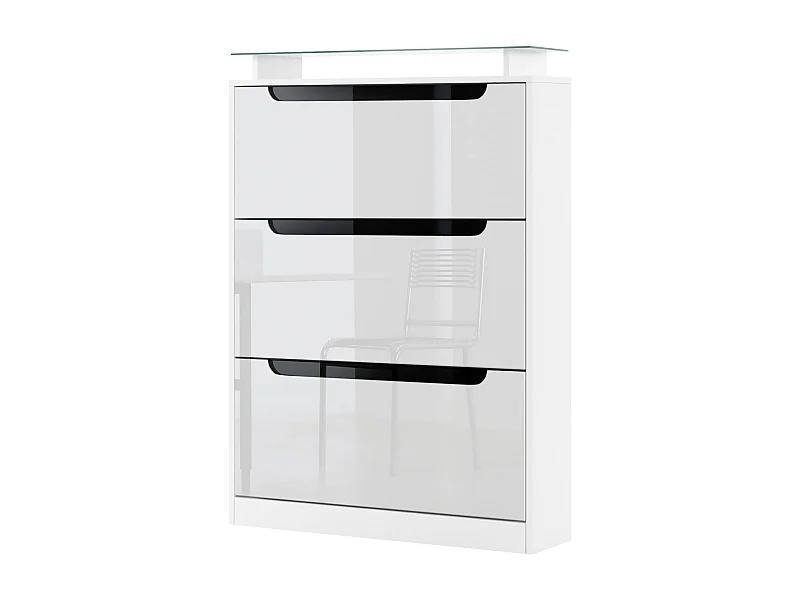 SCHUHSCHRANK Space Weiß Hochglanz / Schwarz Hochglanz
