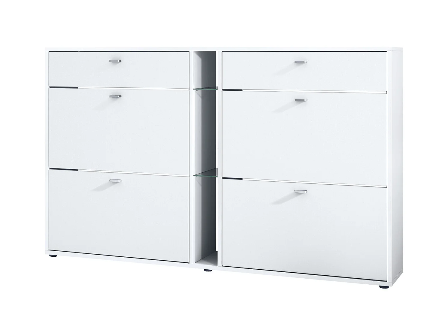 Meuble à chaussures à bascule Today 155,5 x 95 x 28 cm, corps en Blanc mat, façades en blanc mat