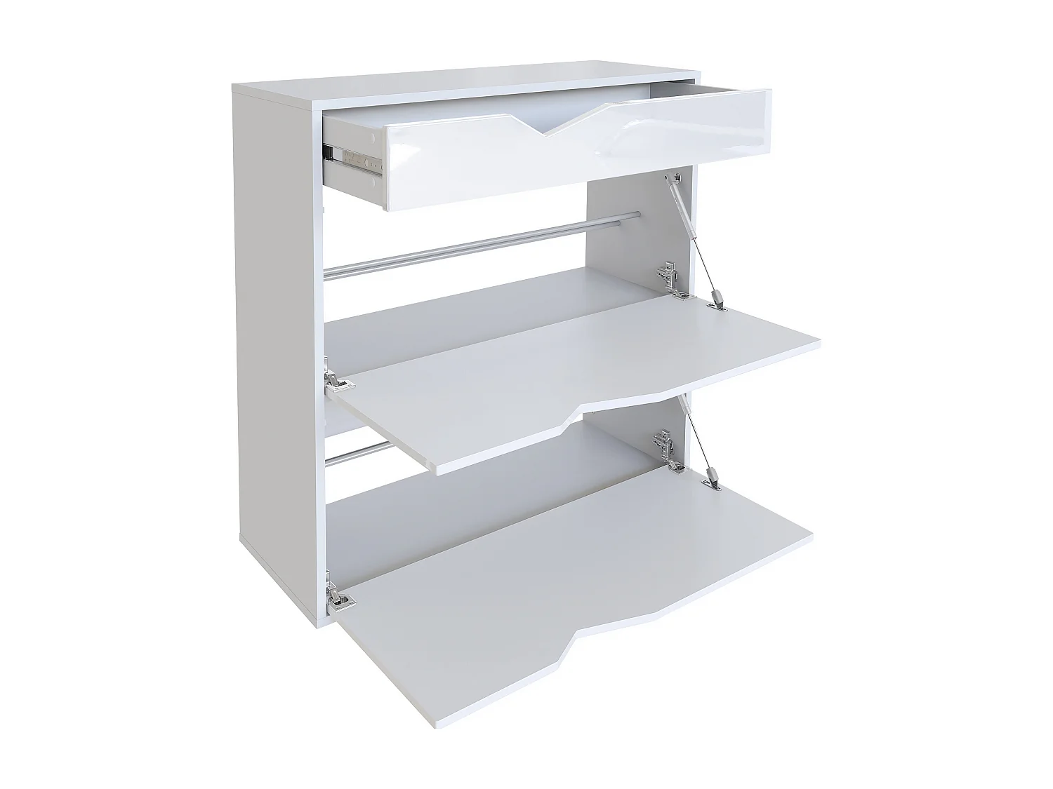 Scarpiera Kolmio 85 x 87 x 33 cm, struttura in bianco opaco, frontali in bordeaux lucido | Vasta scelta di colori