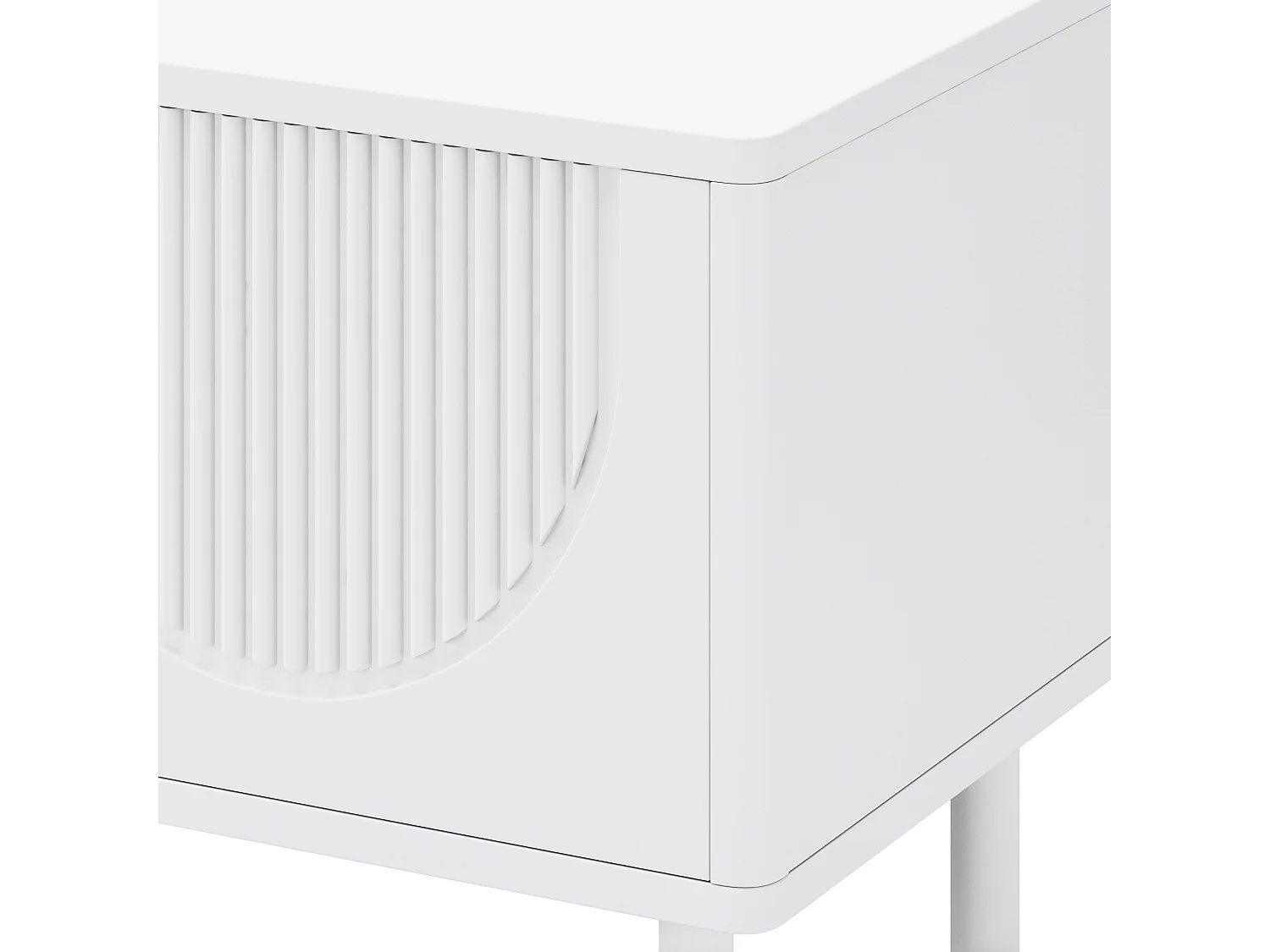 Meuble TV moderne 180x40x52 cm - 4 portes - design en relief - blanc