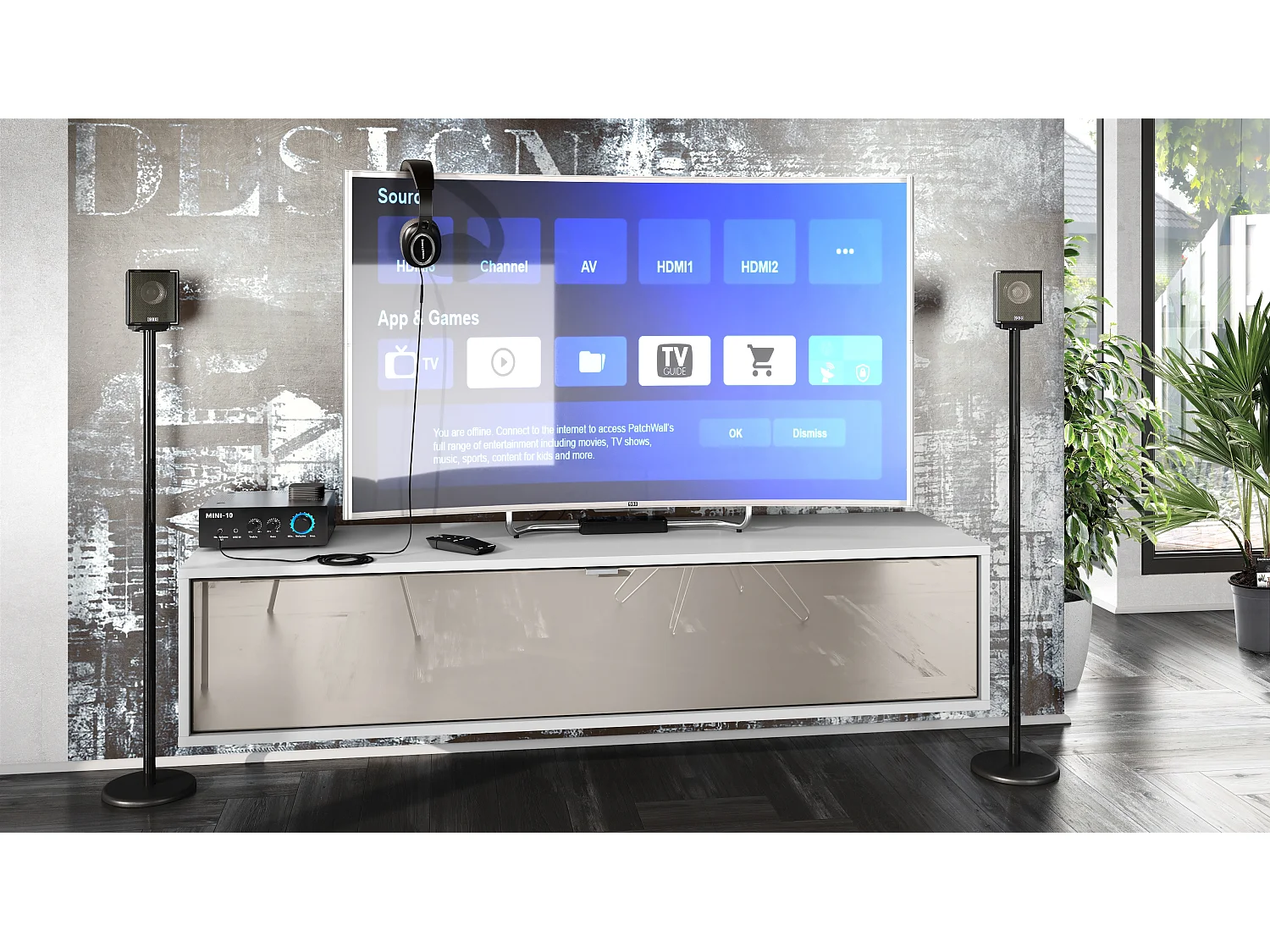 TV Board Lana 140 mobile da parete Porta TV 140 x 29 x 37 cm, struttura in bianco opaco, frontali in grigio sabbia High Gloss | Ampia scelta di colori