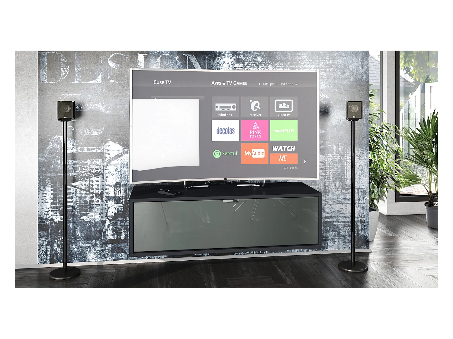 LOWBOARD Lana Fronten in Grau Hochglanz