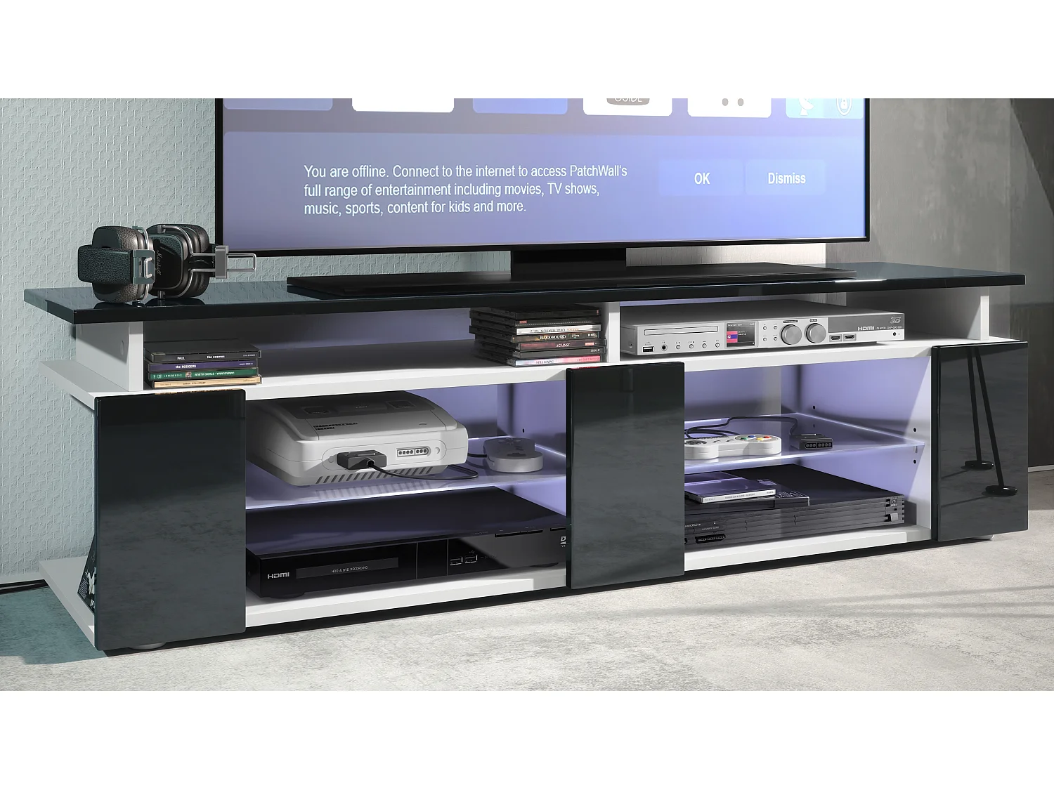 LOWBOARD Movie Fronten und obere Platte des Aufsatzes in Schwarz Hochglanz