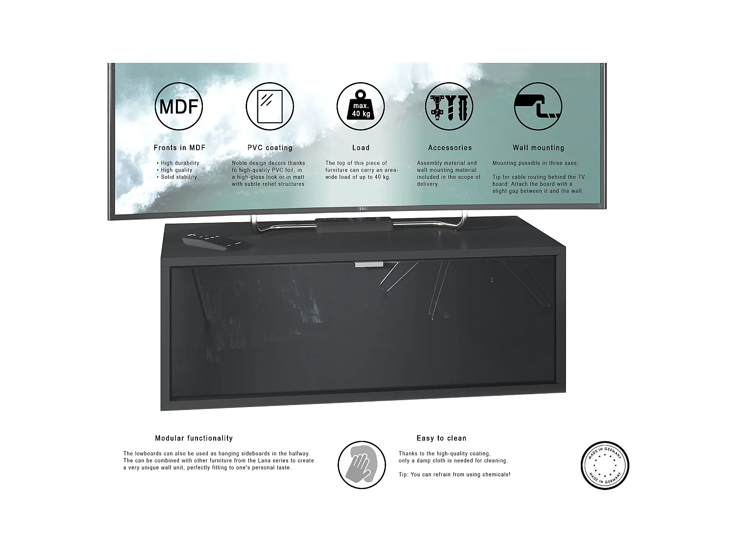 LOWBOARD Lana Fronten in Bordeaux Hochglanz