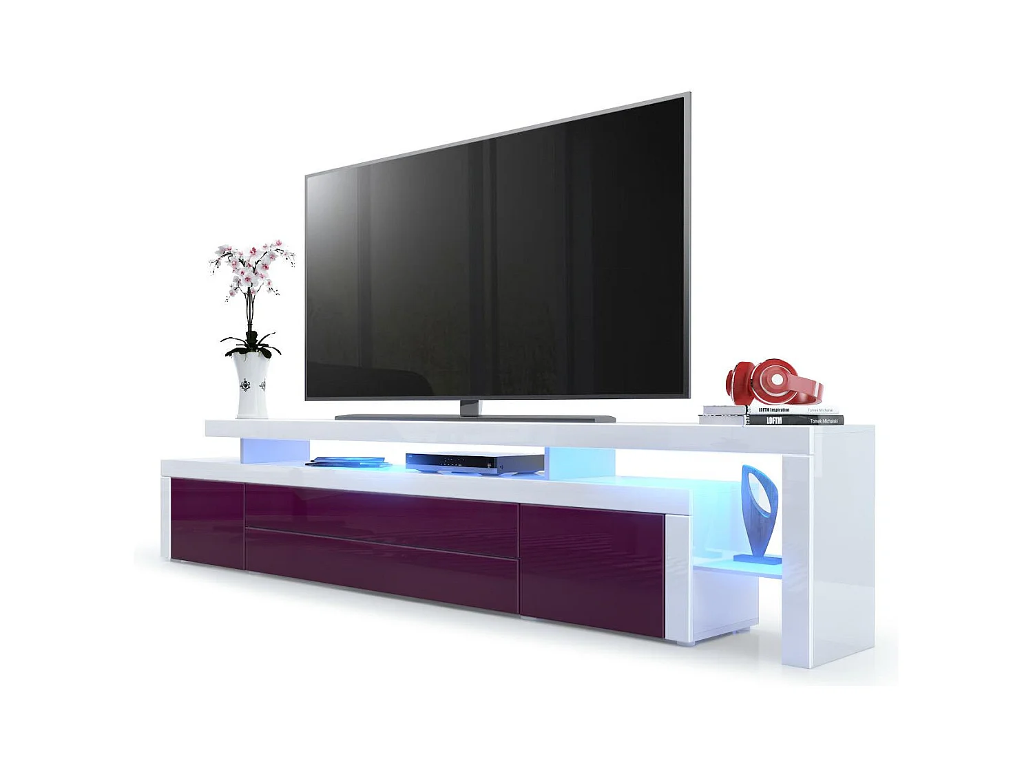 LOWBOARD Leon Brombeer Hochglanz / Weiß Hochglanz