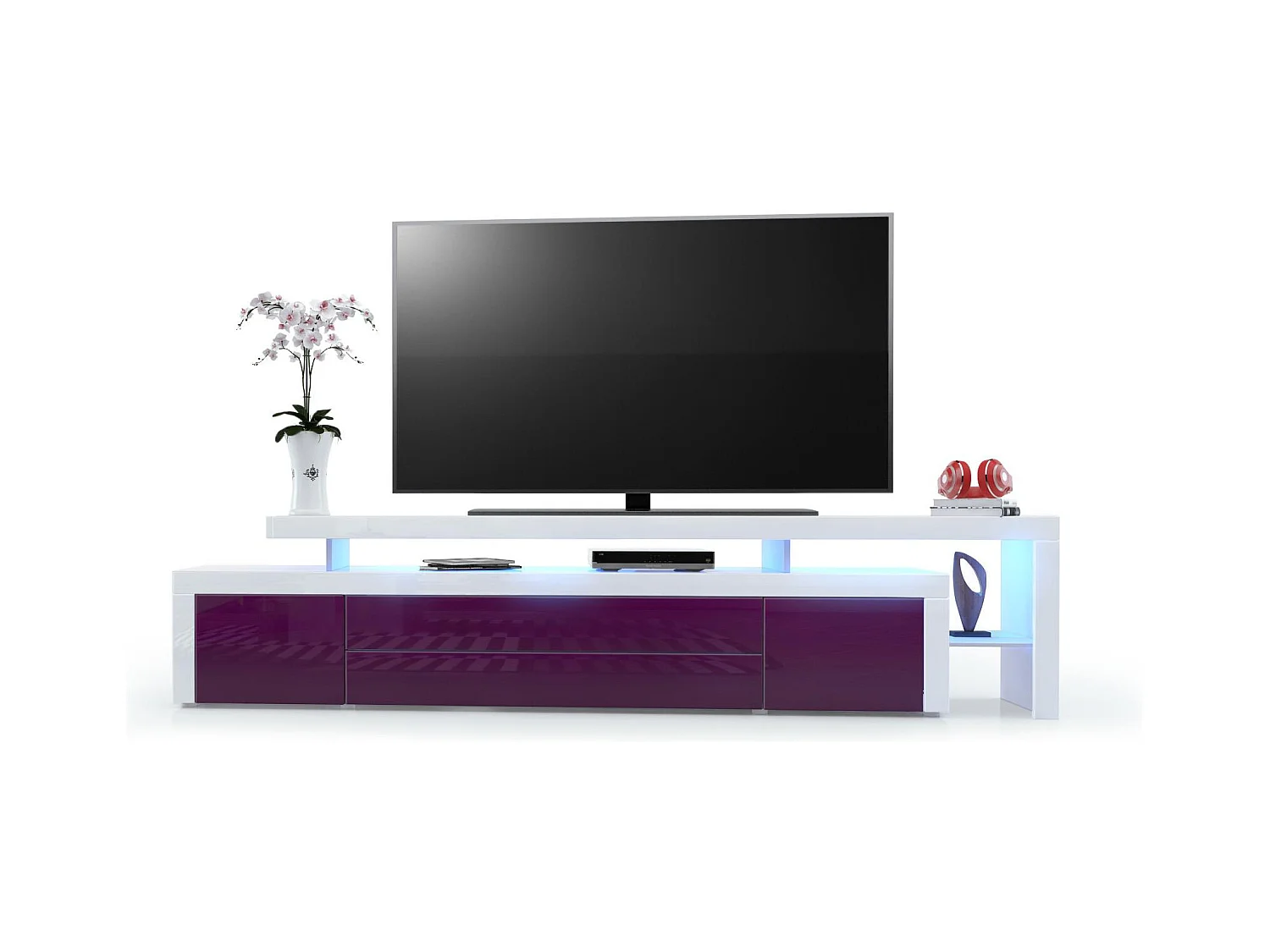 LOWBOARD Leon Brombeer Hochglanz / Weiß Hochglanz