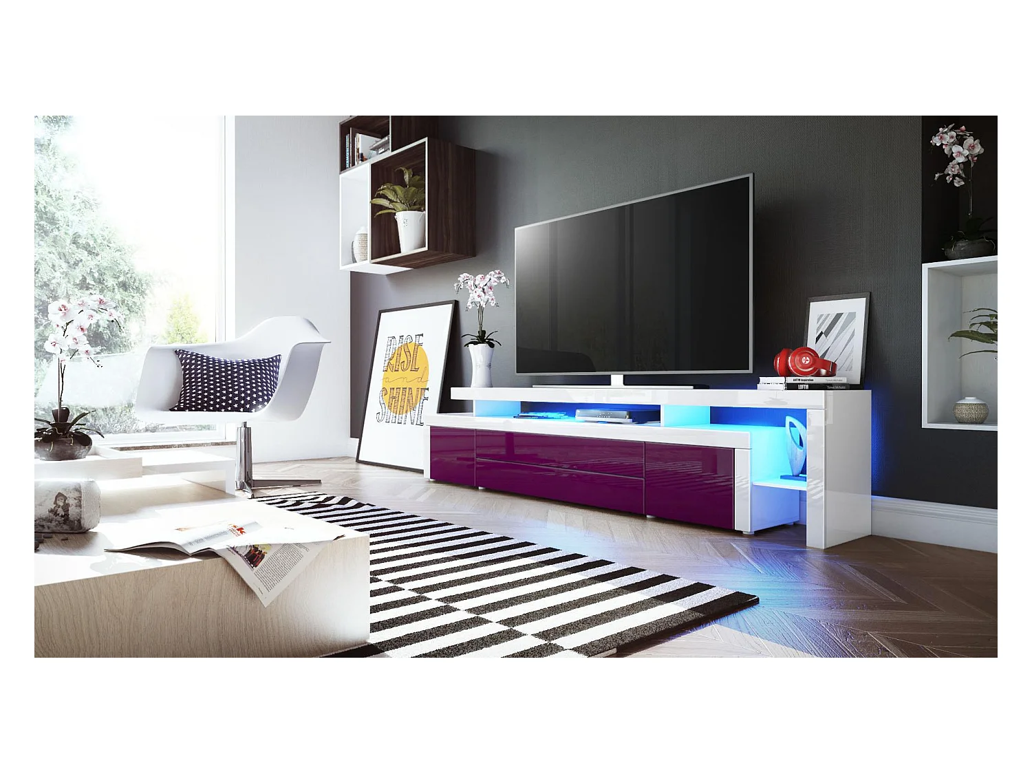 LOWBOARD Leon Brombeer Hochglanz / Weiß Hochglanz