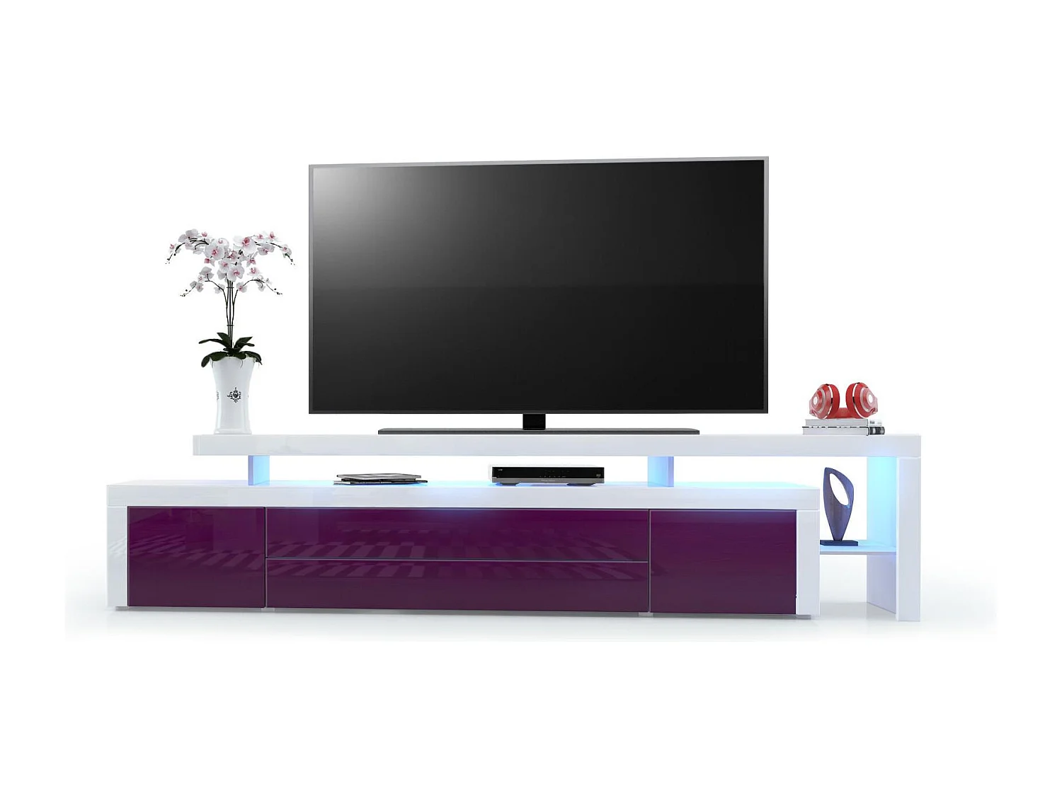 LOWBOARD Leon Brombeer Hochglanz / Weiß Hochglanz