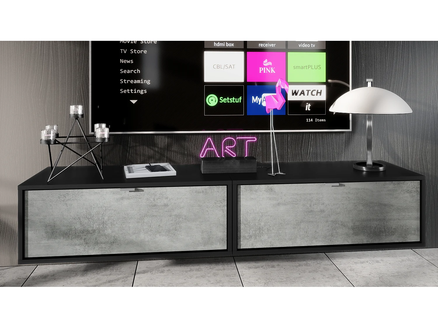 LOWBOARD Lana Fronten in Beton Oxid Optik