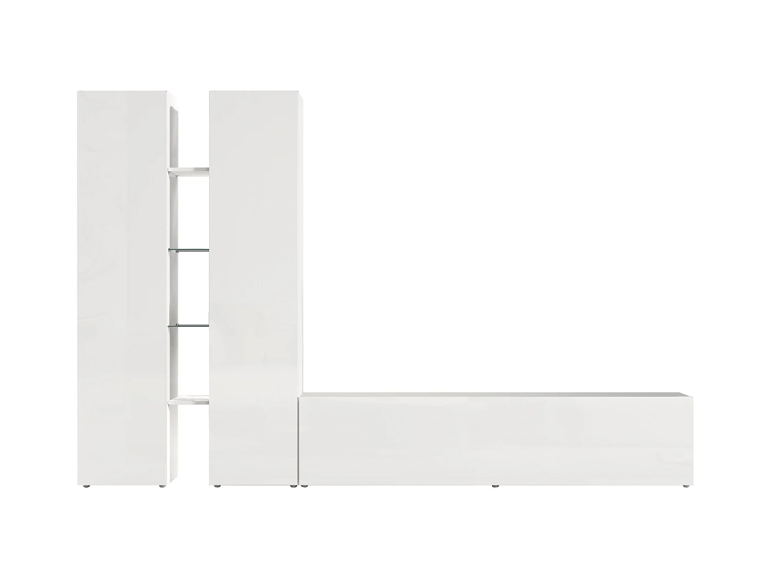 Meuble TV de salon blanc 4 étagères 2 placards Sage WH