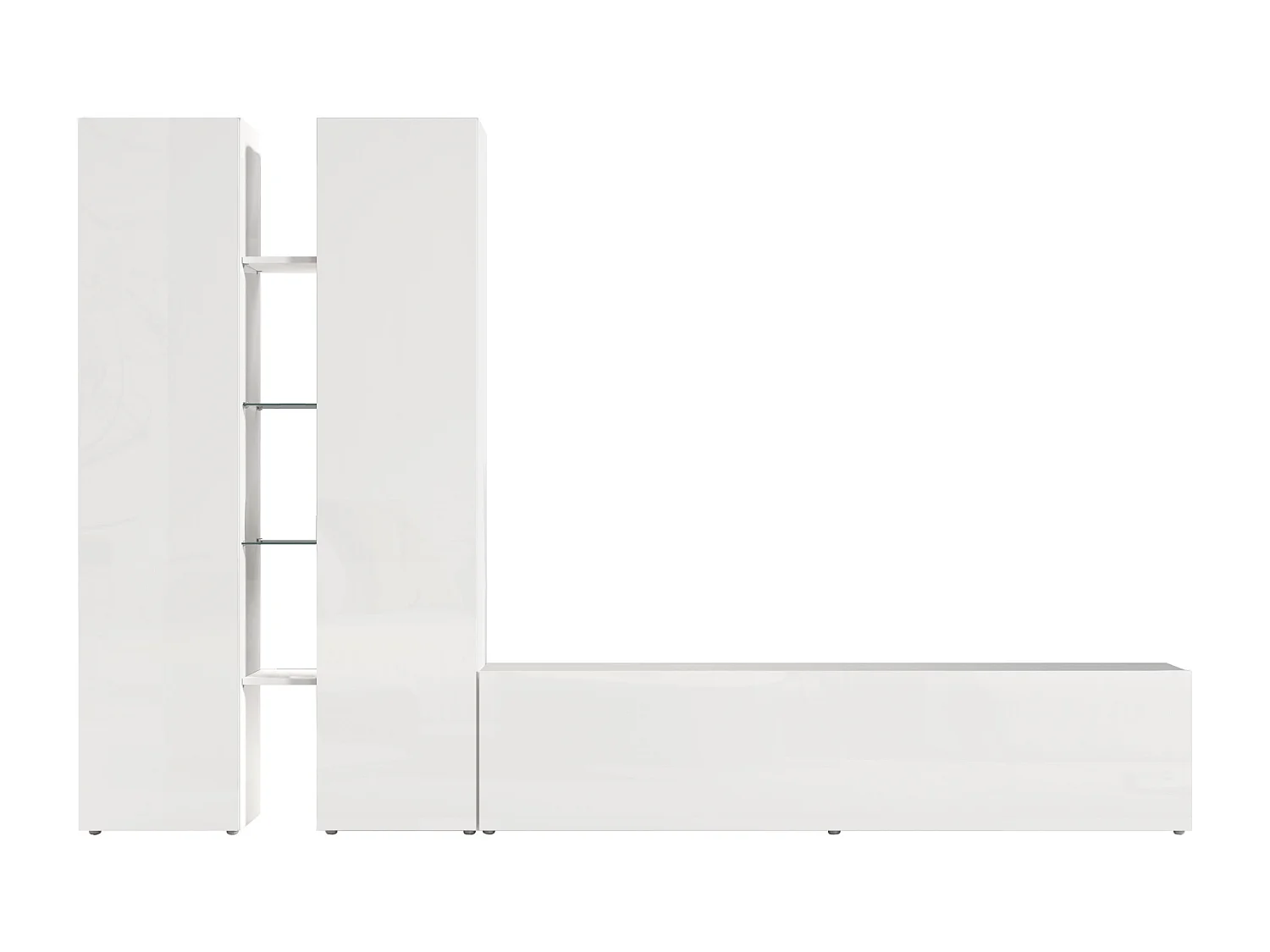 Parete attrezzata Maruska set soggiorno bianco lucido 260x30x180 cm