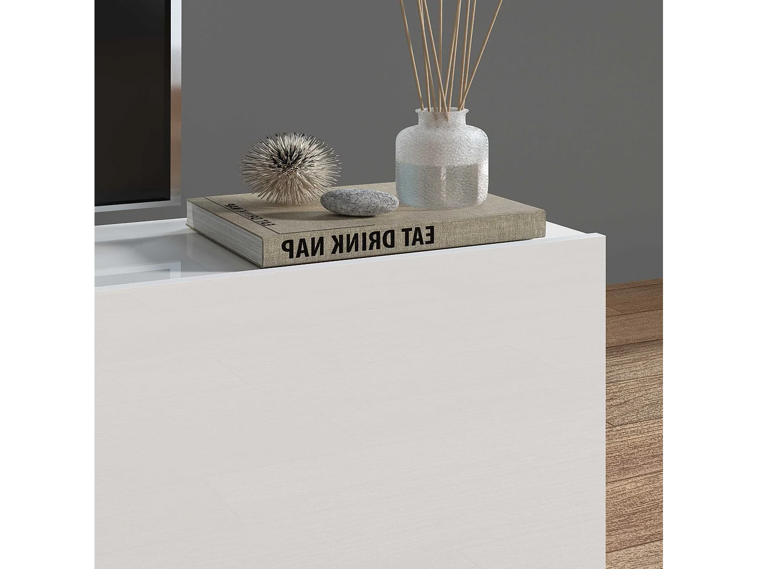 Parete attrezzata Maruska set soggiorno bianco lucido 260x30x180 cm