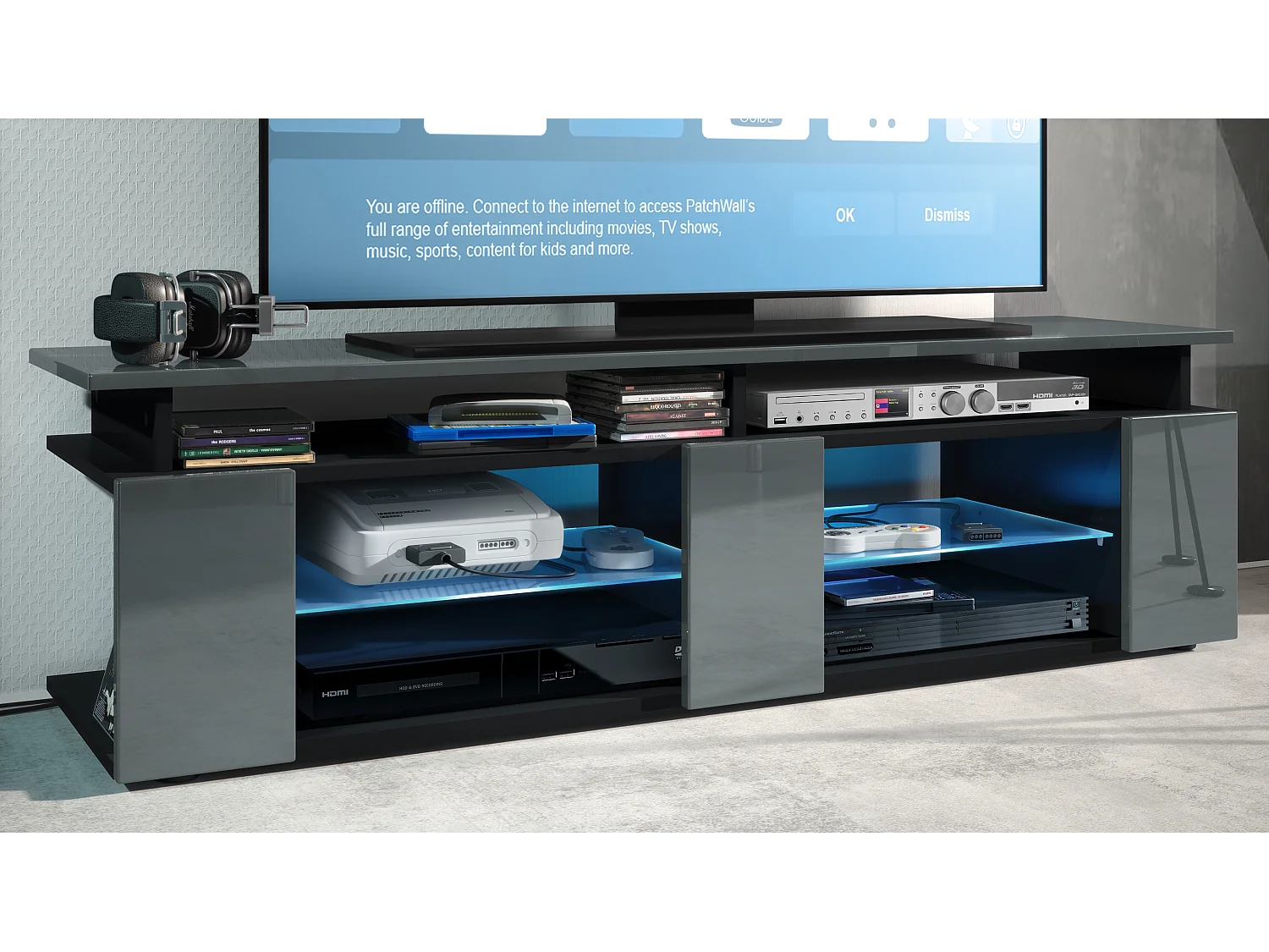 LOWBOARD Movie Fronten und obere Platte des Aufsatzes in Grau Hochglanz