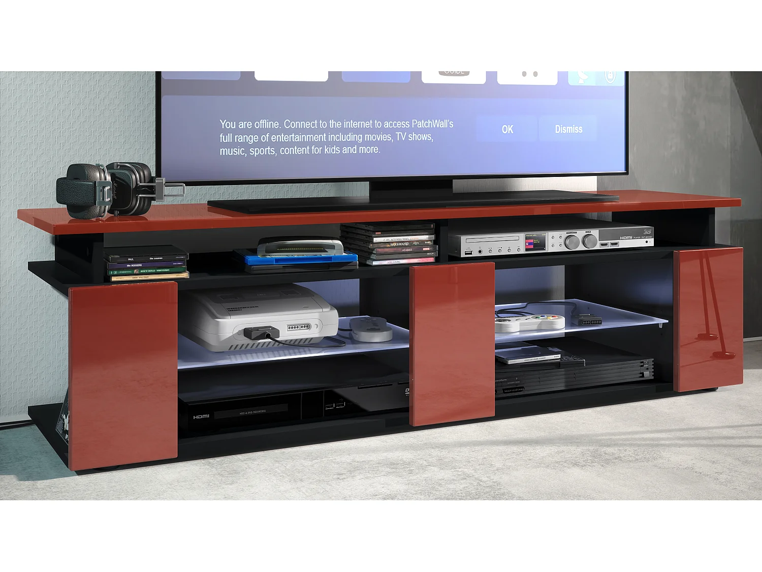 LOWBOARD Movie Fronten und obere Platte des Aufsatzes in Bordeaux Hochglanz