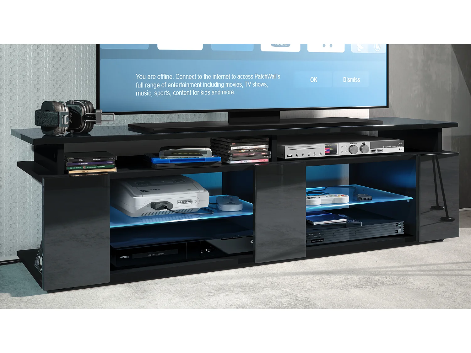 LOWBOARD Movie Fronten und obere Platte des Aufsatzes in Schwarz Hochglanz