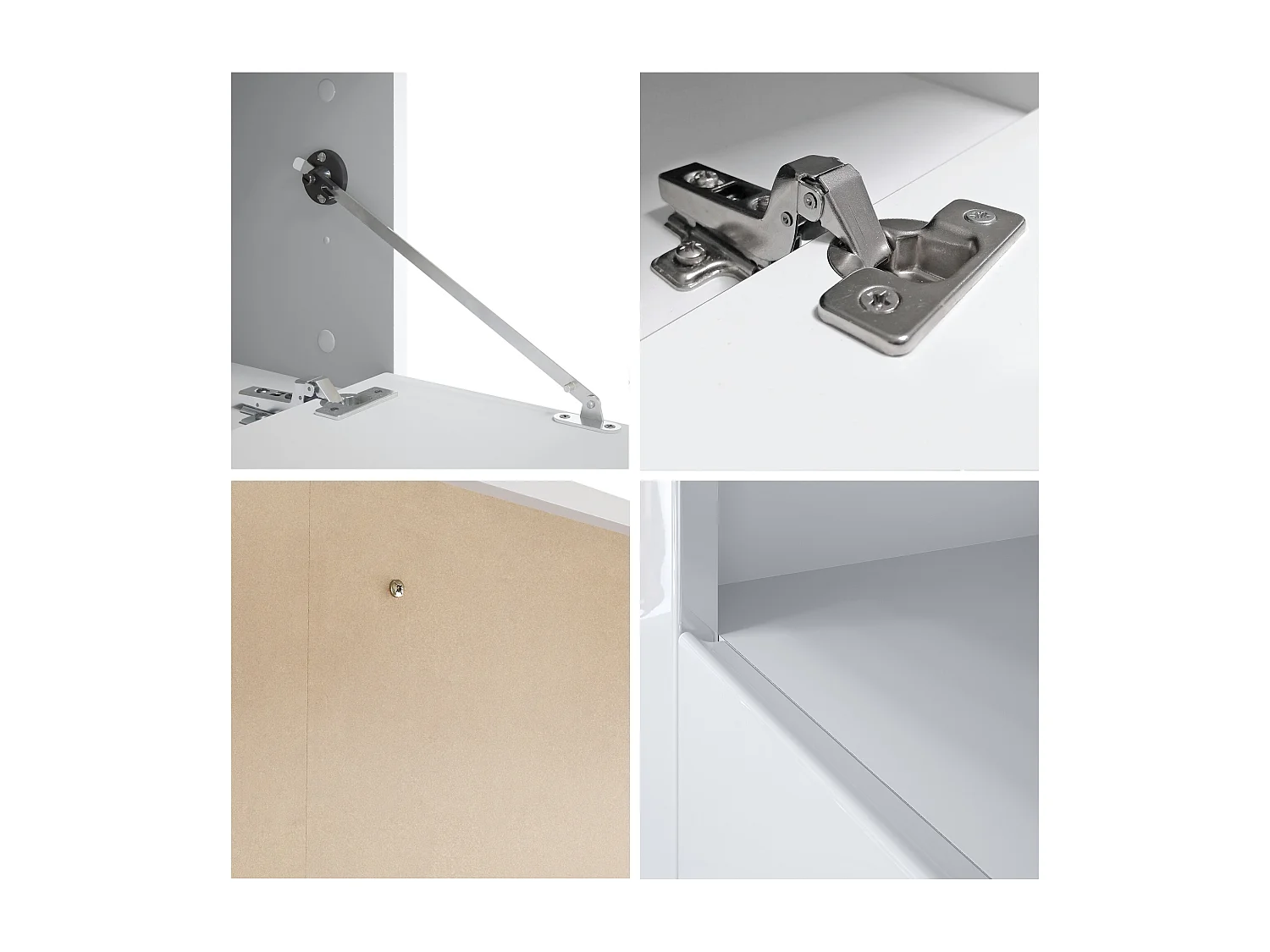 Buffet bas Valencia, Meuble TV avec 1 compartiment ouvert et 2 clapets, Blanc mat/chêne nature/chêne nature (155 x 46 x 40 cm)