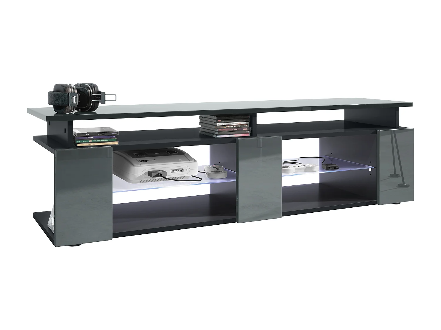LOWBOARD Movie Fronten und obere Platte des Aufsatzes in Grau Hochglanz