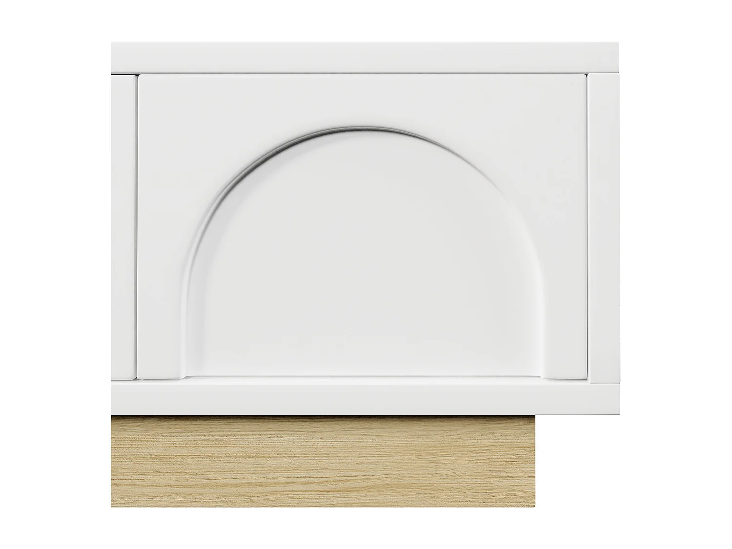 Moderne TV-meubel 175x40x42 cm - gebogen ontwerp - 4 deuren - houten uitstraling basis - wit