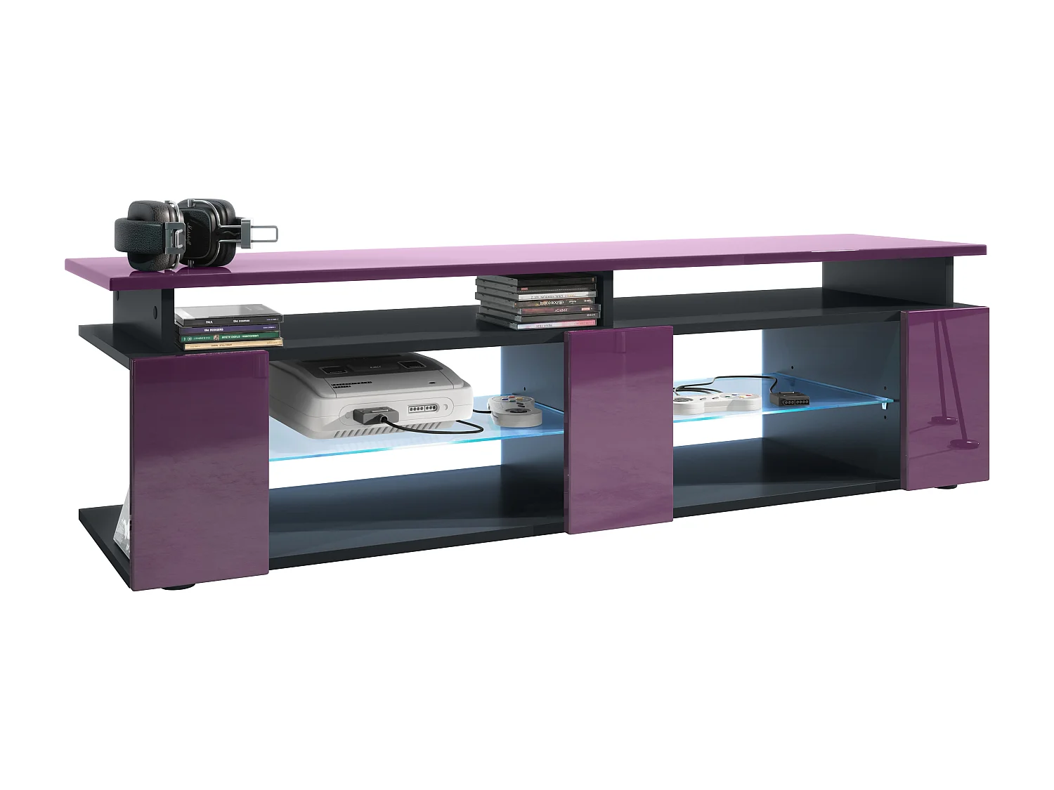LOWBOARD Movie Fronten und obere Platte des Aufsatzes in Brombeer Hochglanz