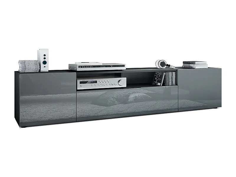 LOWBOARD Mogan Fronten in Grau Hochglanz