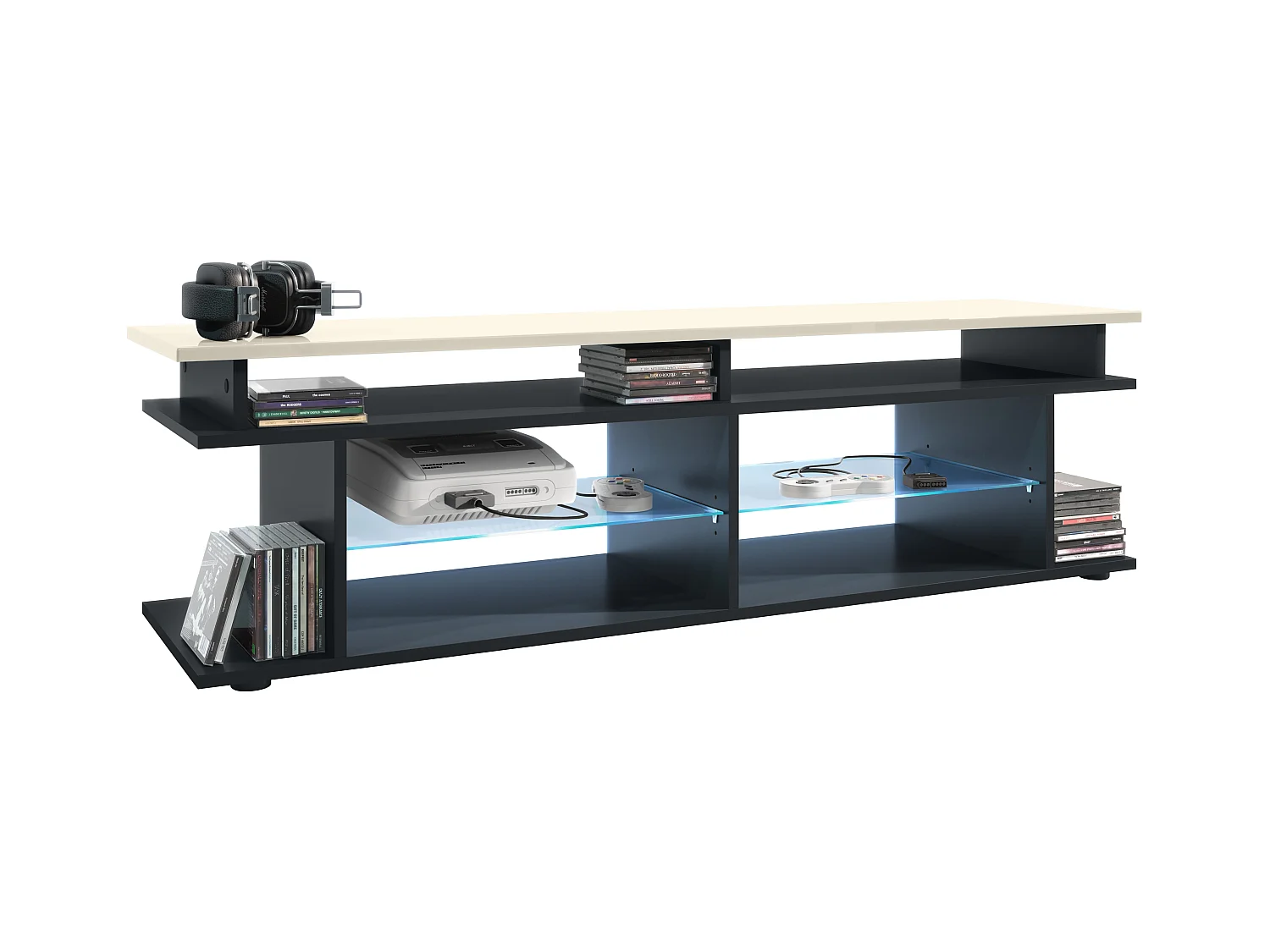LOWBOARD Movie Platte des TV-Aufsatzes in Creme Hochglanz