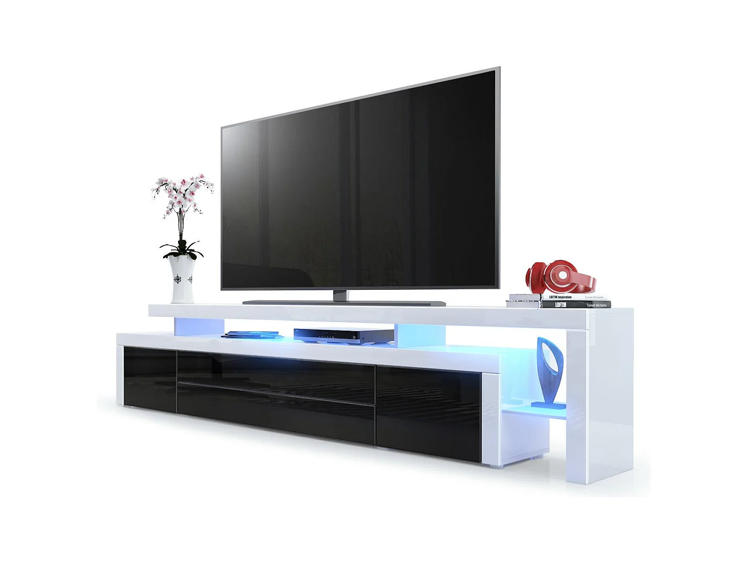 LOWBOARD Leon Schwarz Hochglanz / Weiß Hochglanz