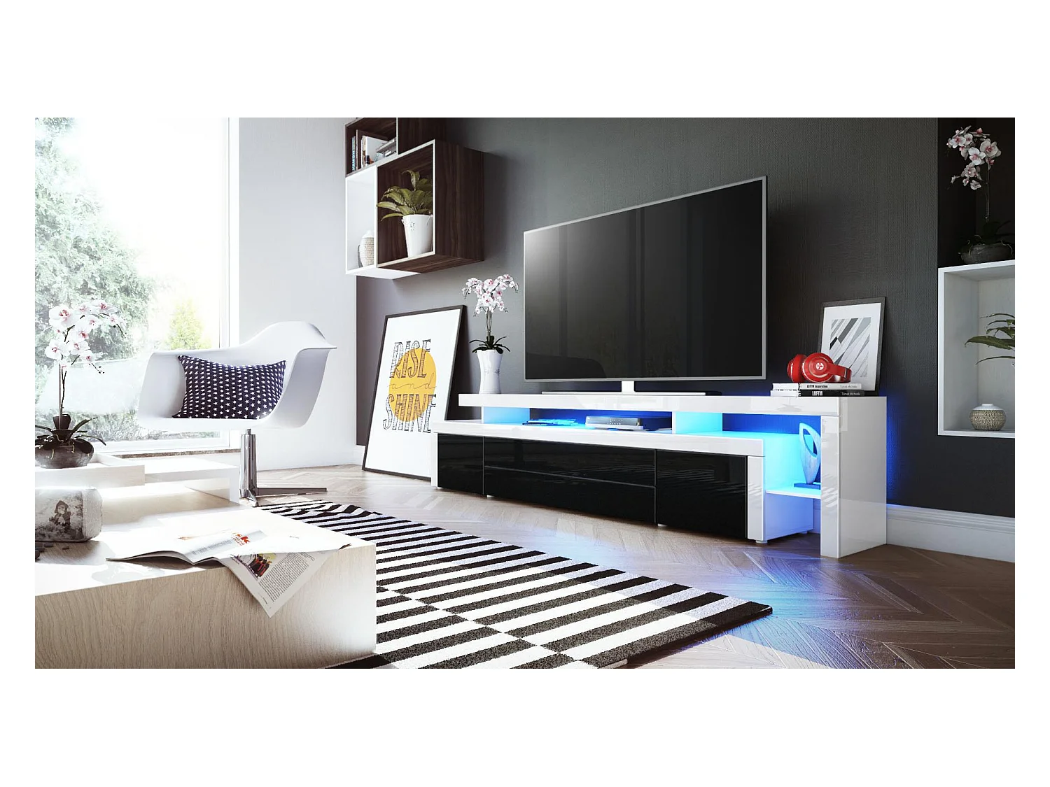 LOWBOARD Leon Schwarz Hochglanz / Weiß Hochglanz