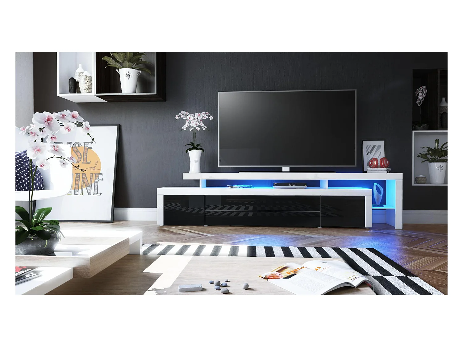 LOWBOARD Leon Schwarz Hochglanz / Weiß Hochglanz