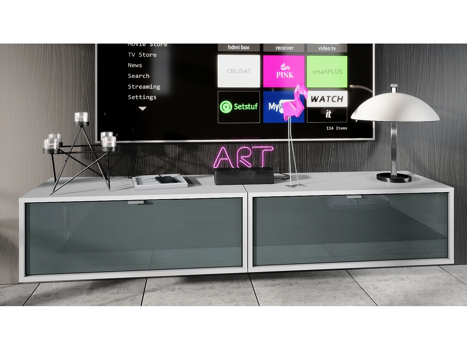 LOWBOARD Lana Fronten in Grau Hochglanz