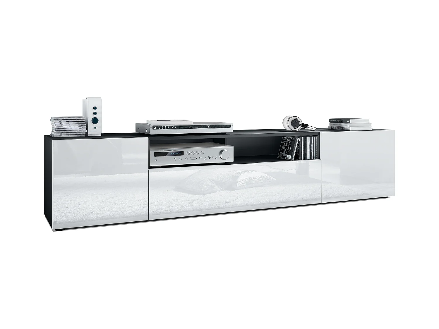 LOWBOARD Mogan Fronten in Weiß Hochglanz