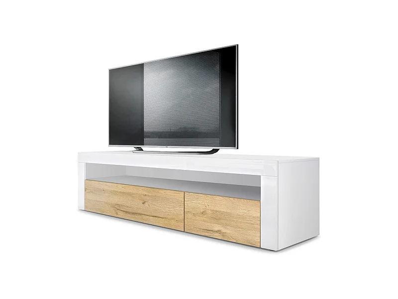 LOWBOARD Valencia Eiche Natur/ Weiß Hochglanz