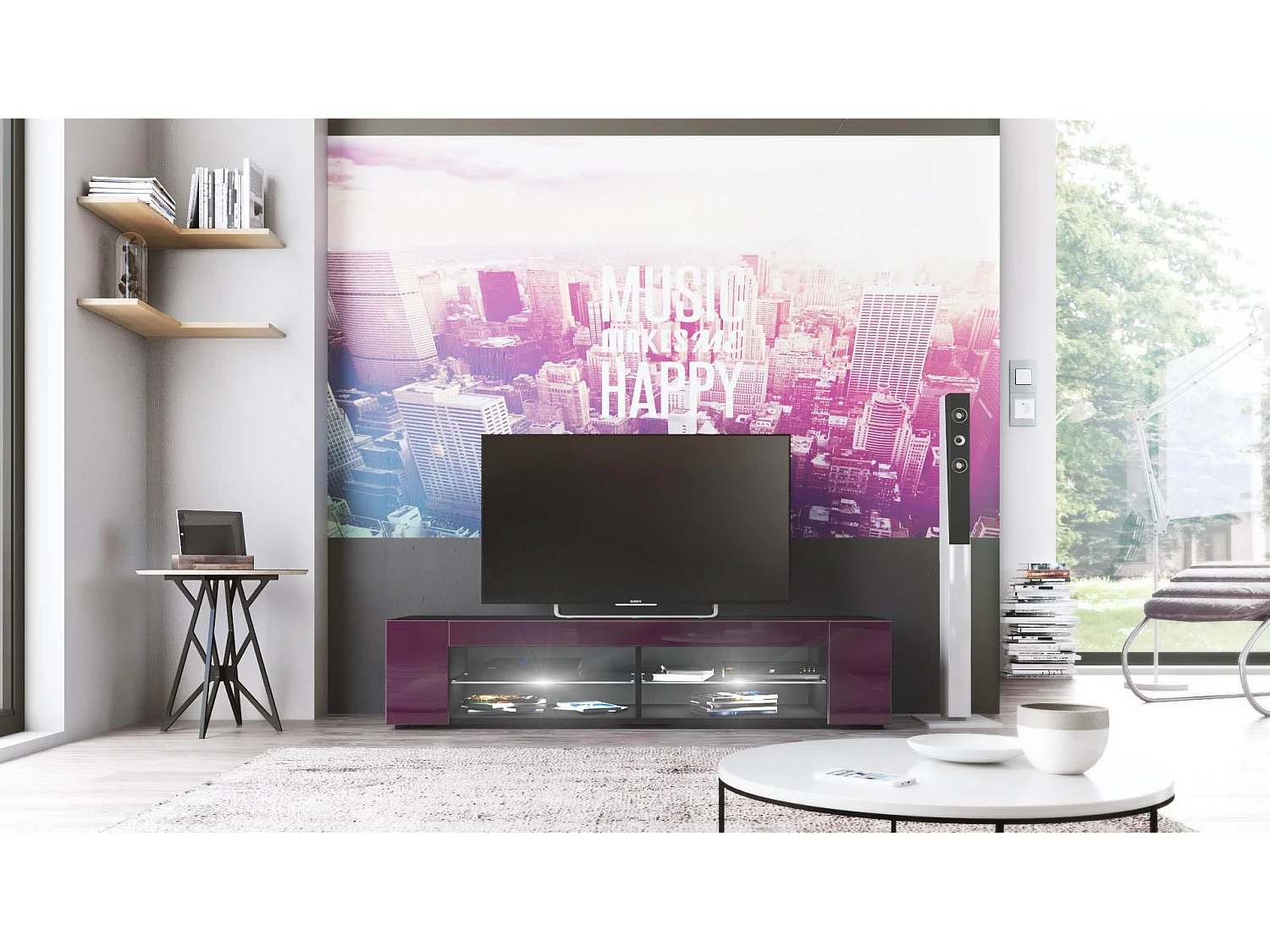 LOWBOARD Movie Front in Brombeer Hochglanz