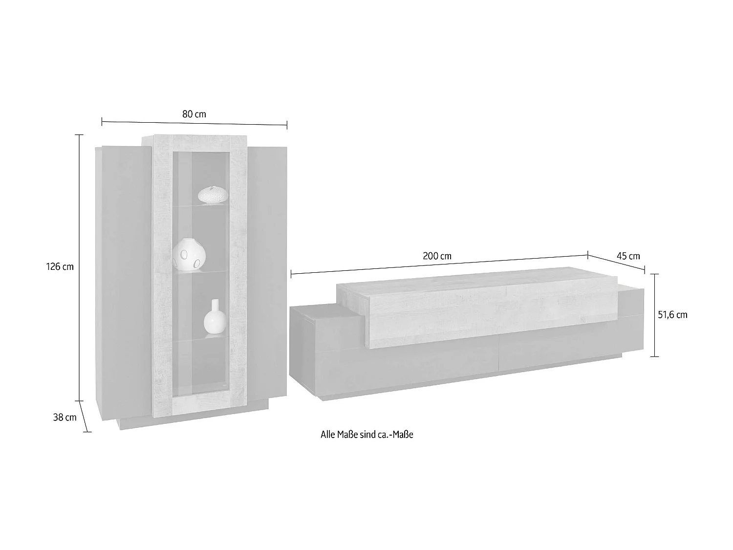 Meuble TV mural moderne en bois et meuble vitrine noir Woud AP