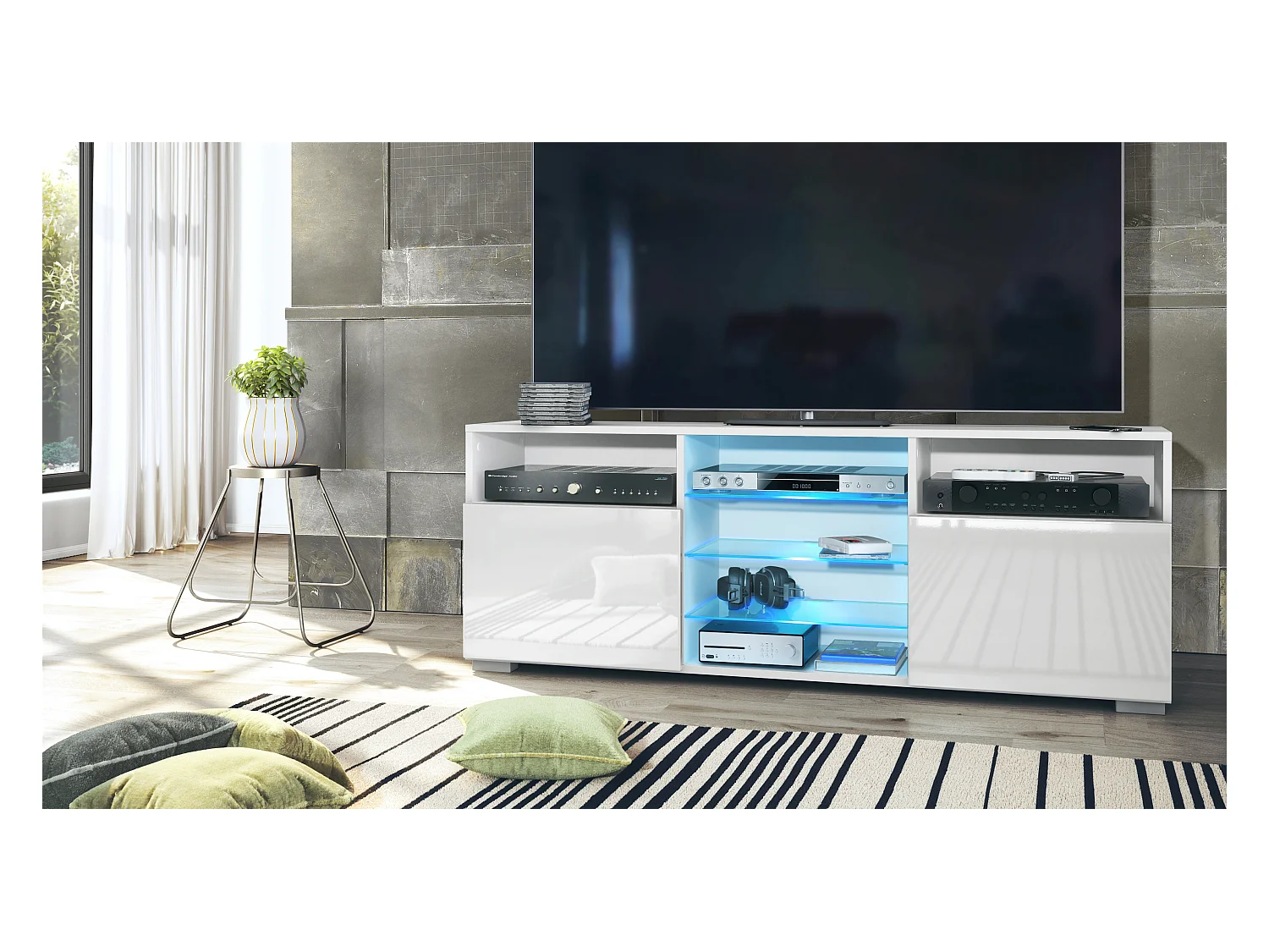 LOWBOARD Granada Front in Weiß Hochglanz