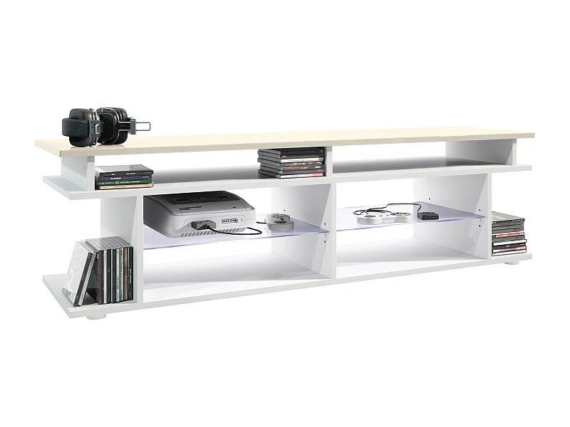 LOWBOARD Movie Platte des TV-Aufsatzes in Creme Hochglanz