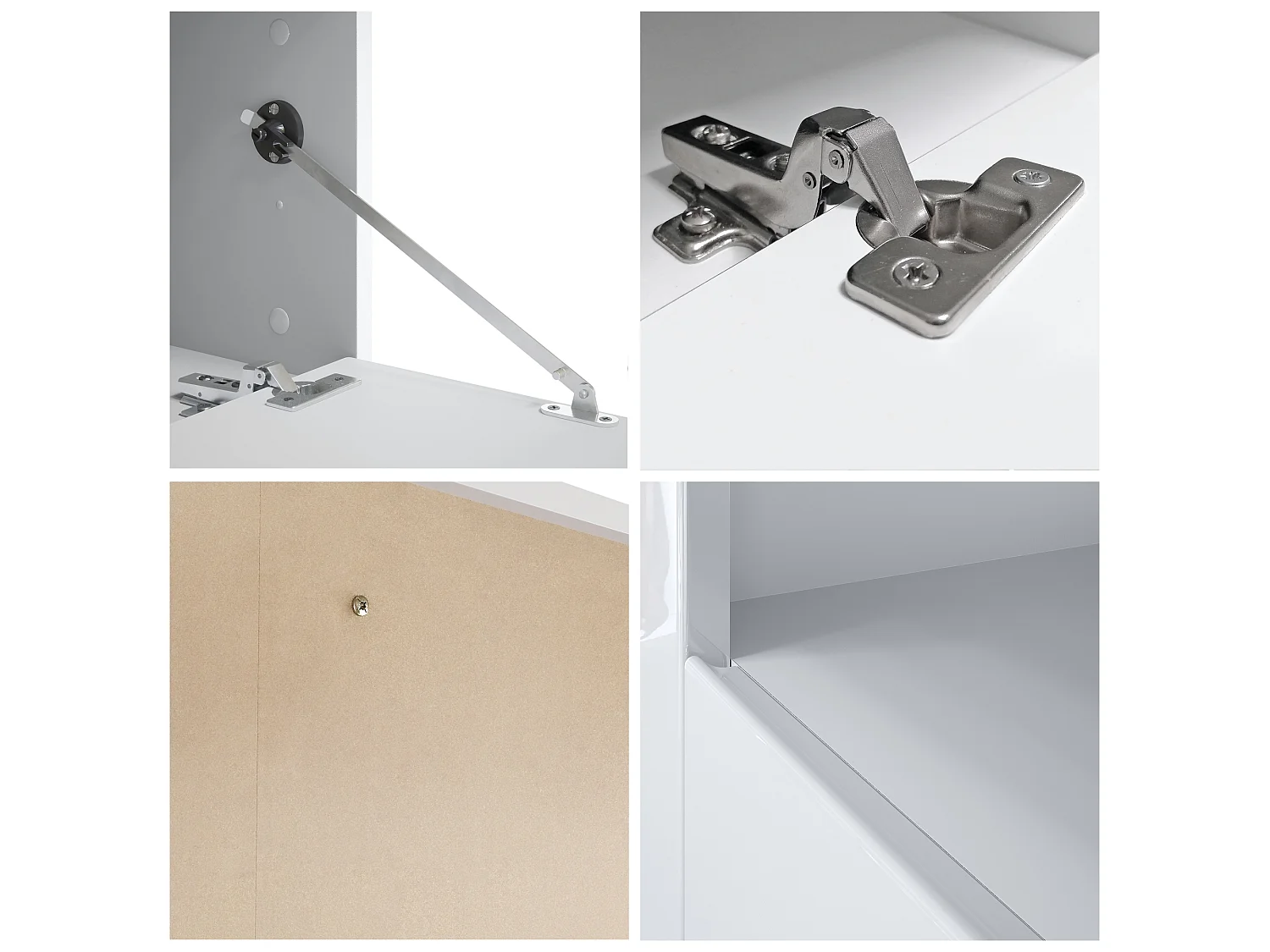 Buffet bas Valencia, Meuble TV avec 1 compartiment ouvert et 2 clapets, Blanc mat/mûre haute brillance/blanc haute brillance (155 x 46 x 40 cm)