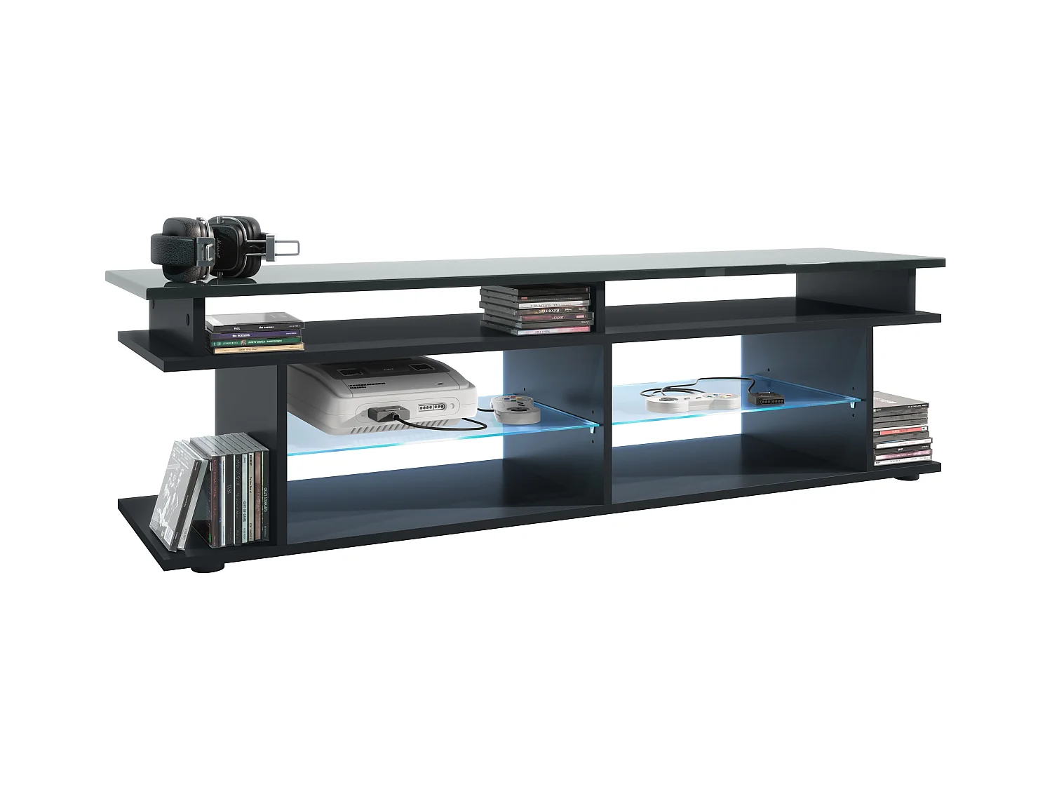 LOWBOARD Movie Platte des TV-Aufsatzes in Grau Hochglanz