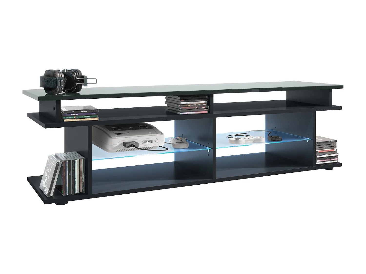 LOWBOARD Movie Platte des TV-Aufsatzes in Grau Hochglanz